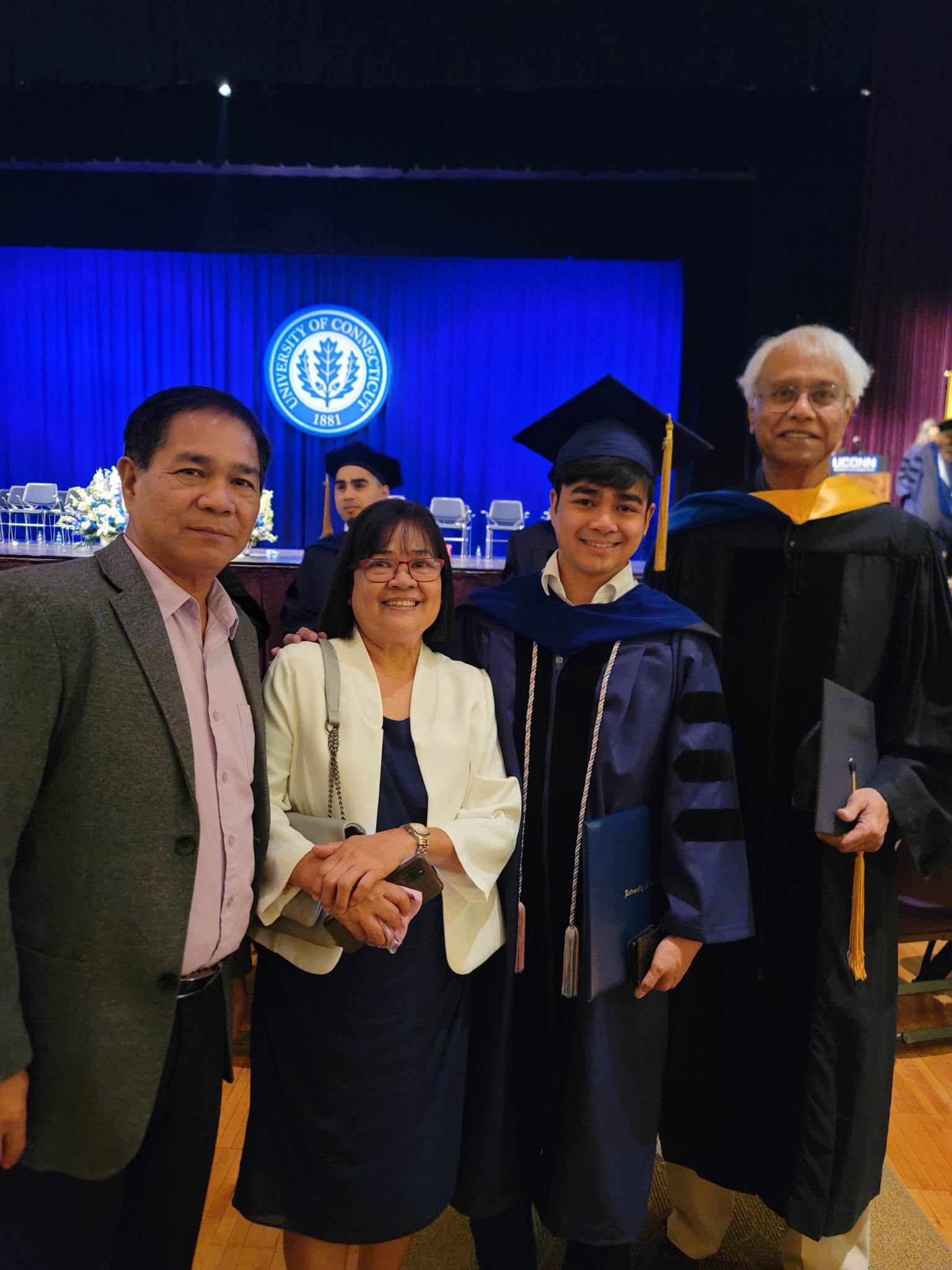 UConn 2023 Graduation ceremony with Henric and Dr. Basu